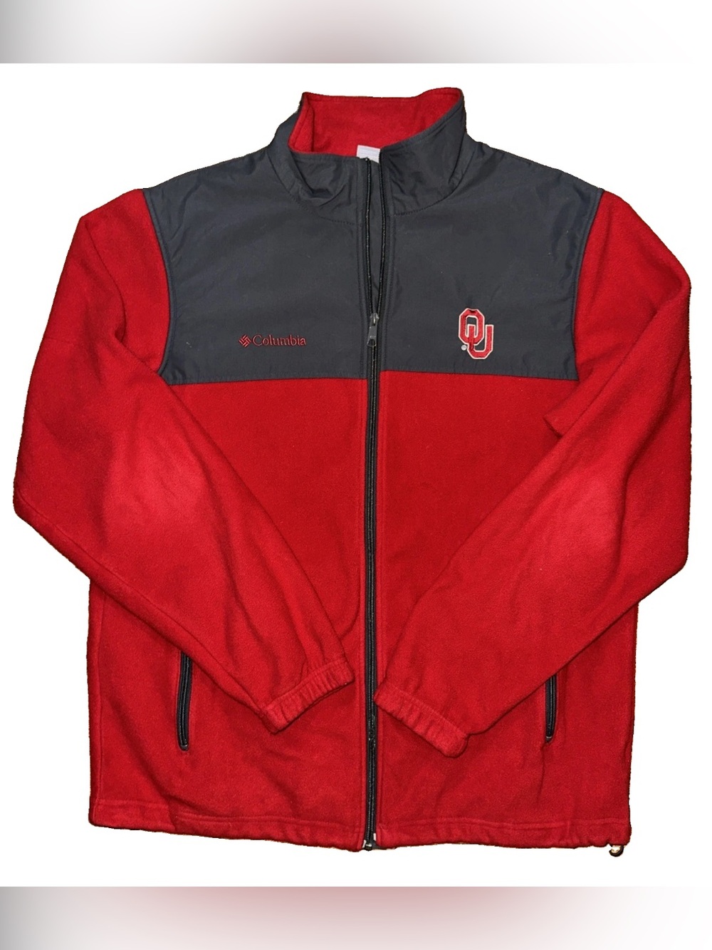 Oklahoma Sooners Columbia Coat NCAA Fleece Full Zip Jacket XL OU Crimson Red